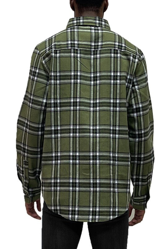 LONG SLEEVE FLANNEL FULL PLAID CHECKERED SHIRT