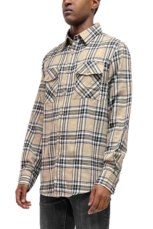 LONG SLEEVE FLANNEL FULL PLAID CHECKERED SHIRT