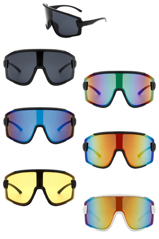 Sporty Oversize Mirrored Reflective Sunglasses