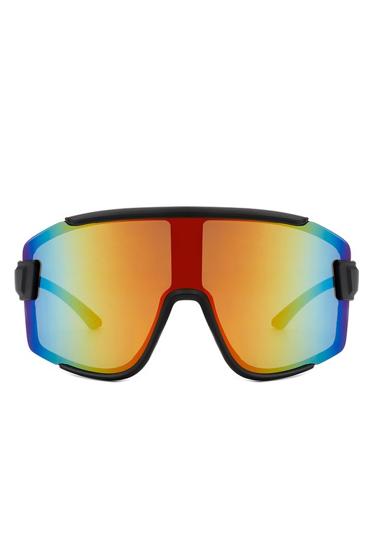 Sporty Oversize Mirrored Reflective Sunglasses
