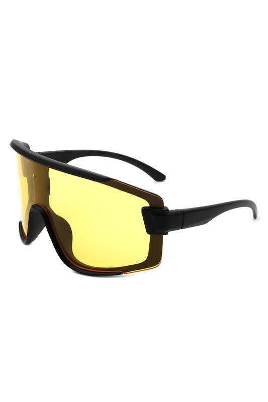 Sporty Oversize Mirrored Reflective Sunglasses