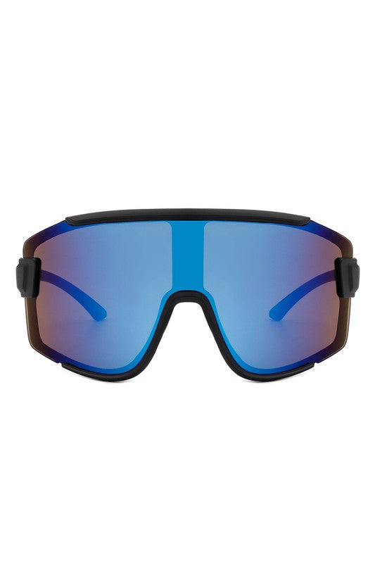 Sporty Oversize Mirrored Reflective Sunglasses