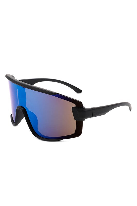 Sporty Oversize Mirrored Reflective Sunglasses
