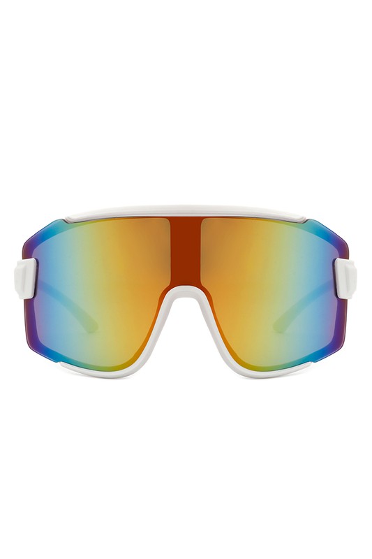 Sporty Oversize Mirrored Reflective Sunglasses