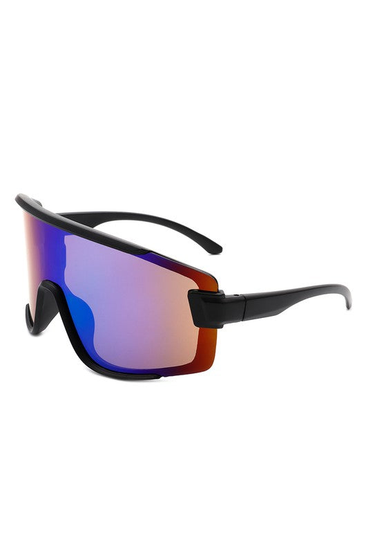 Sporty Oversize Mirrored Reflective Sunglasses