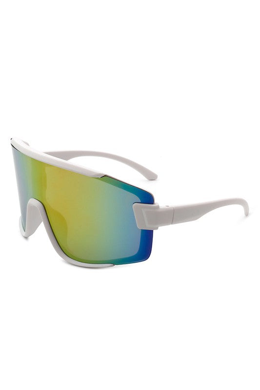 Sporty Oversize Mirrored Reflective Sunglasses