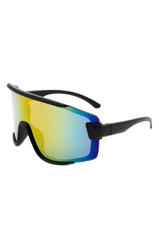 Sporty Oversize Mirrored Reflective Sunglasses