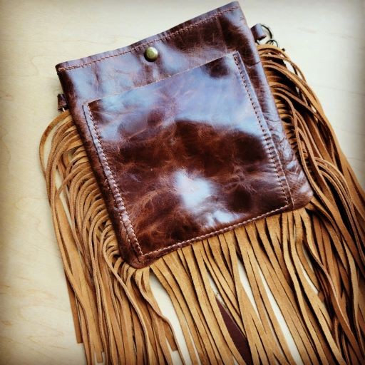 Small bag w/ Brown Paisley Fringe pocket