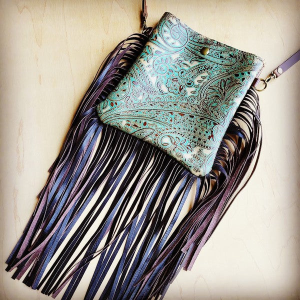 Small bag w/ Brown Paisley Fringe pocket