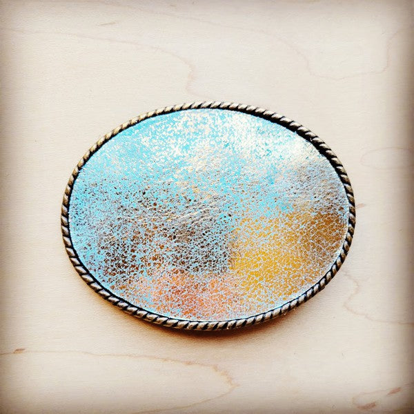 Rope Heavy Metal Turquoise Leather Belt Buckle
