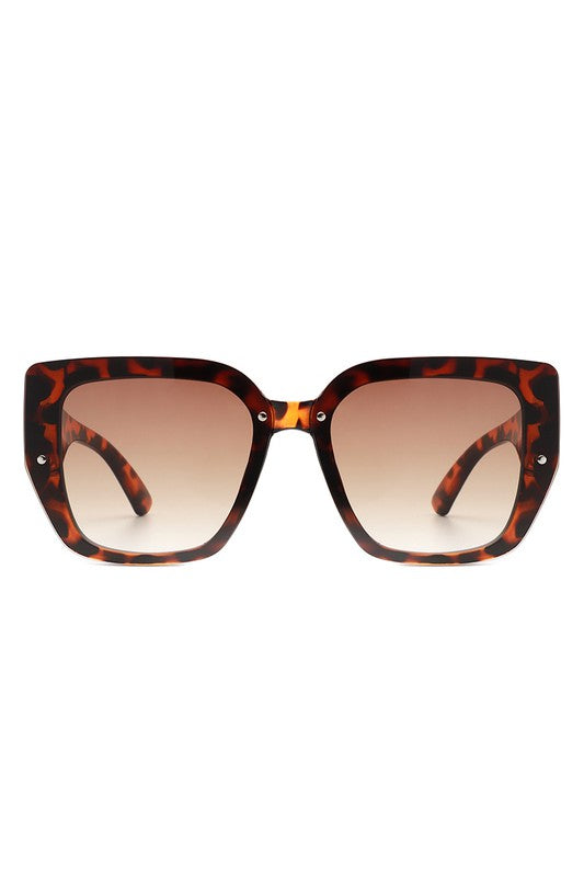 Square Tinted Oversize Chunky Fashion Sunglasses