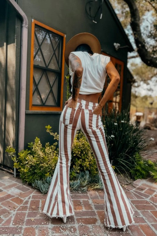 Striped Bellbottom Flare Jeans