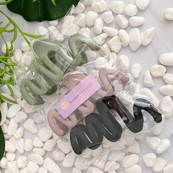 Double M Oversized Hair Claw Set Of 3