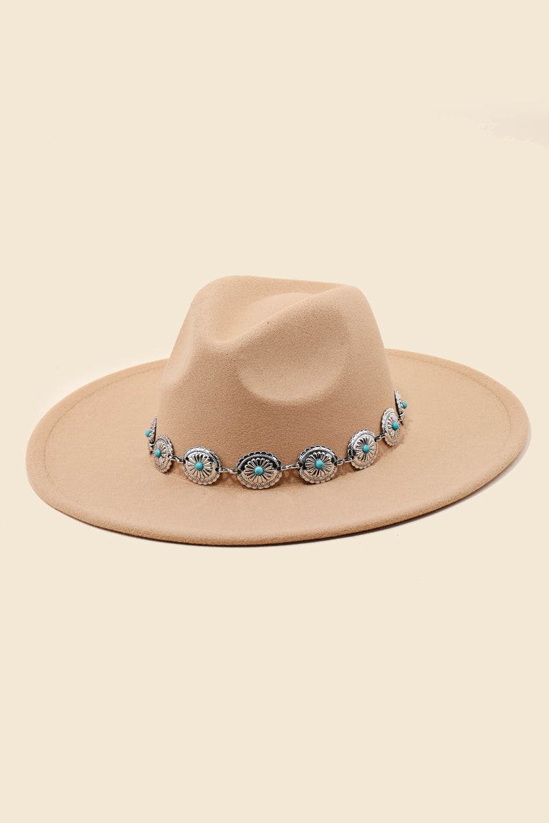 Western Concho Chain Fedora Hat
