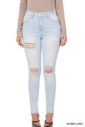 Zenana Distressed Denim Skinny Pants