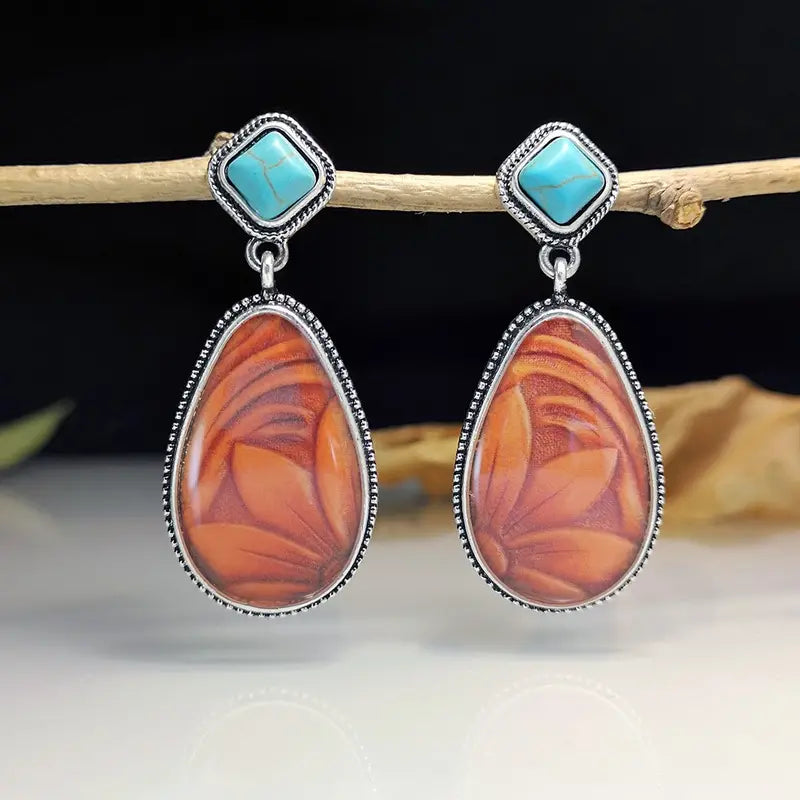 Water Drop Synthetic Gem Bohemian Vintage Earrings
