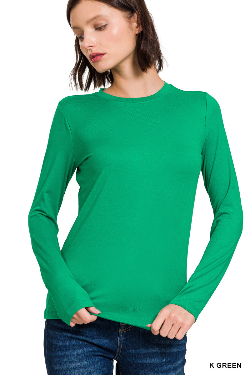 Zenana Brushed Microfiber Long Sleeve Round Neck Tee