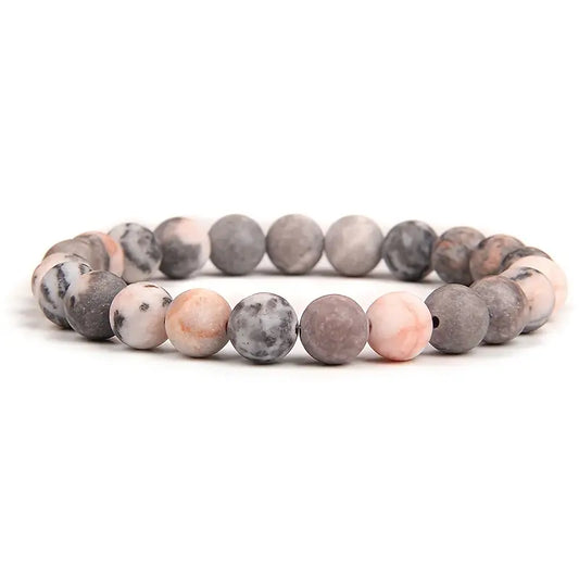 Matte Natural Pink Zebra Jasper Stone Bracelet