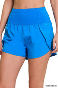 Zenana HIGH WAISTED ZIPPERED BACK POCKET RUNNING SHORTS
