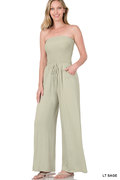 Zenana Smoked Tube Top Jumpsuit