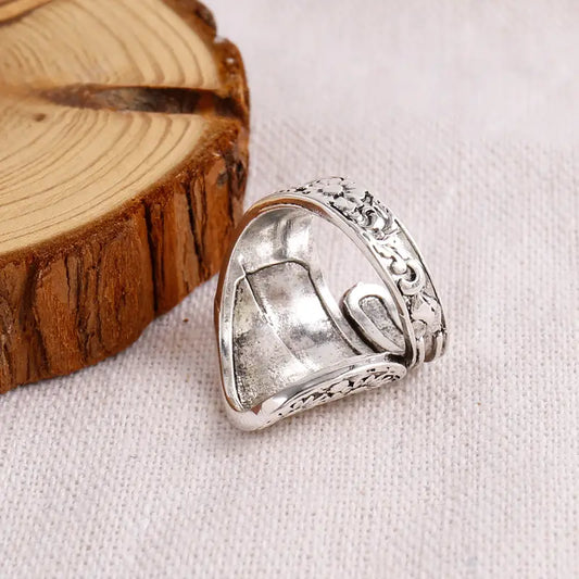 Retro Daisy Ring 925 Silver Plated Spoon Ring