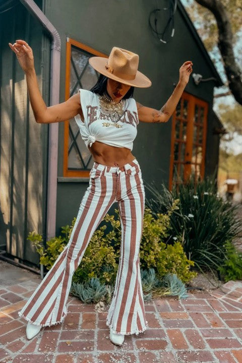 Striped Bellbottom Flare Jeans
