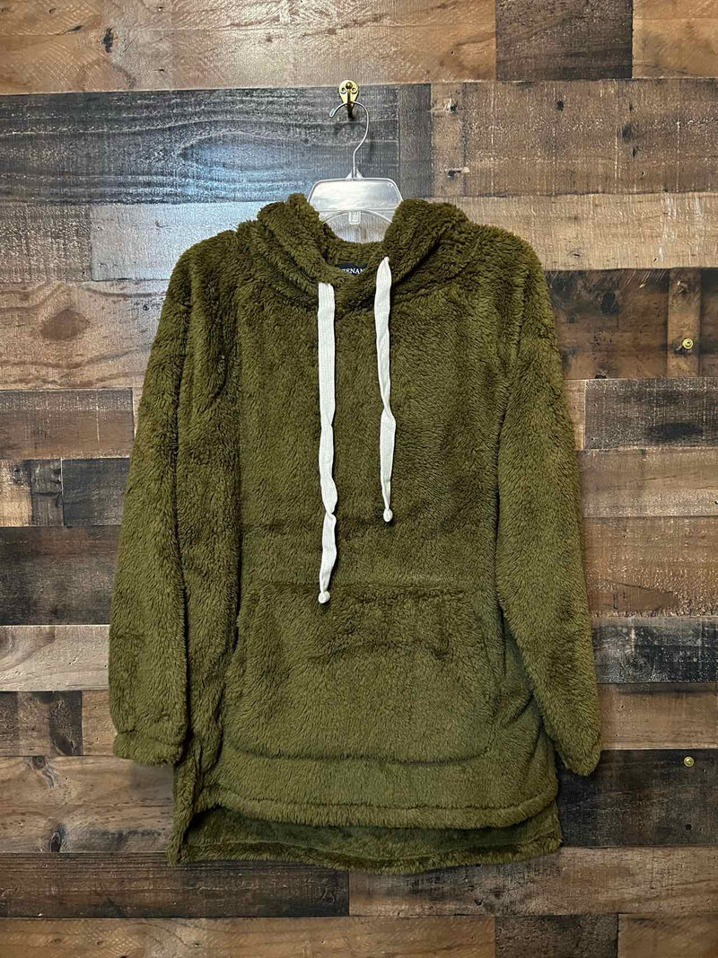 Zenana Dusty Olive Fuzzy Cozy Hoodie