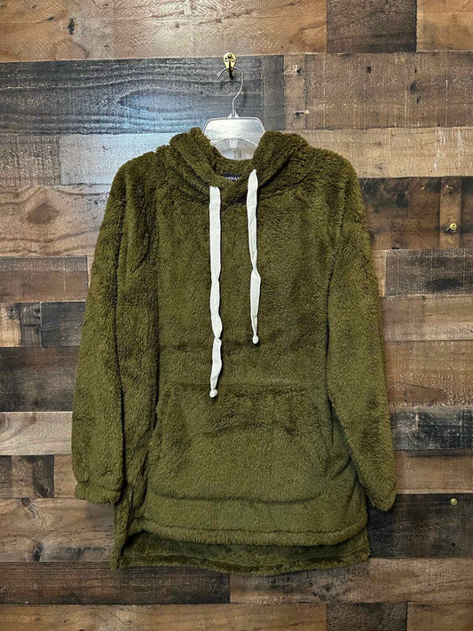 Zenana Dusty Olive Fuzzy Cozy Hoodie