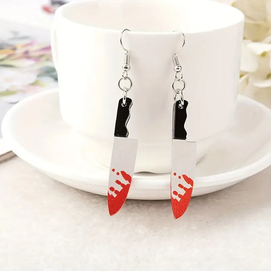 Blood Pocket Knife Kitchen Knife Earrings