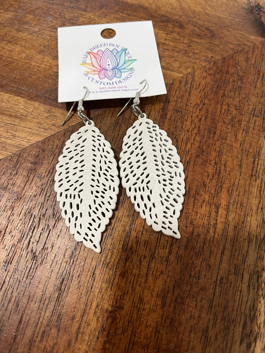 Feather Wooden Dangle Earrings