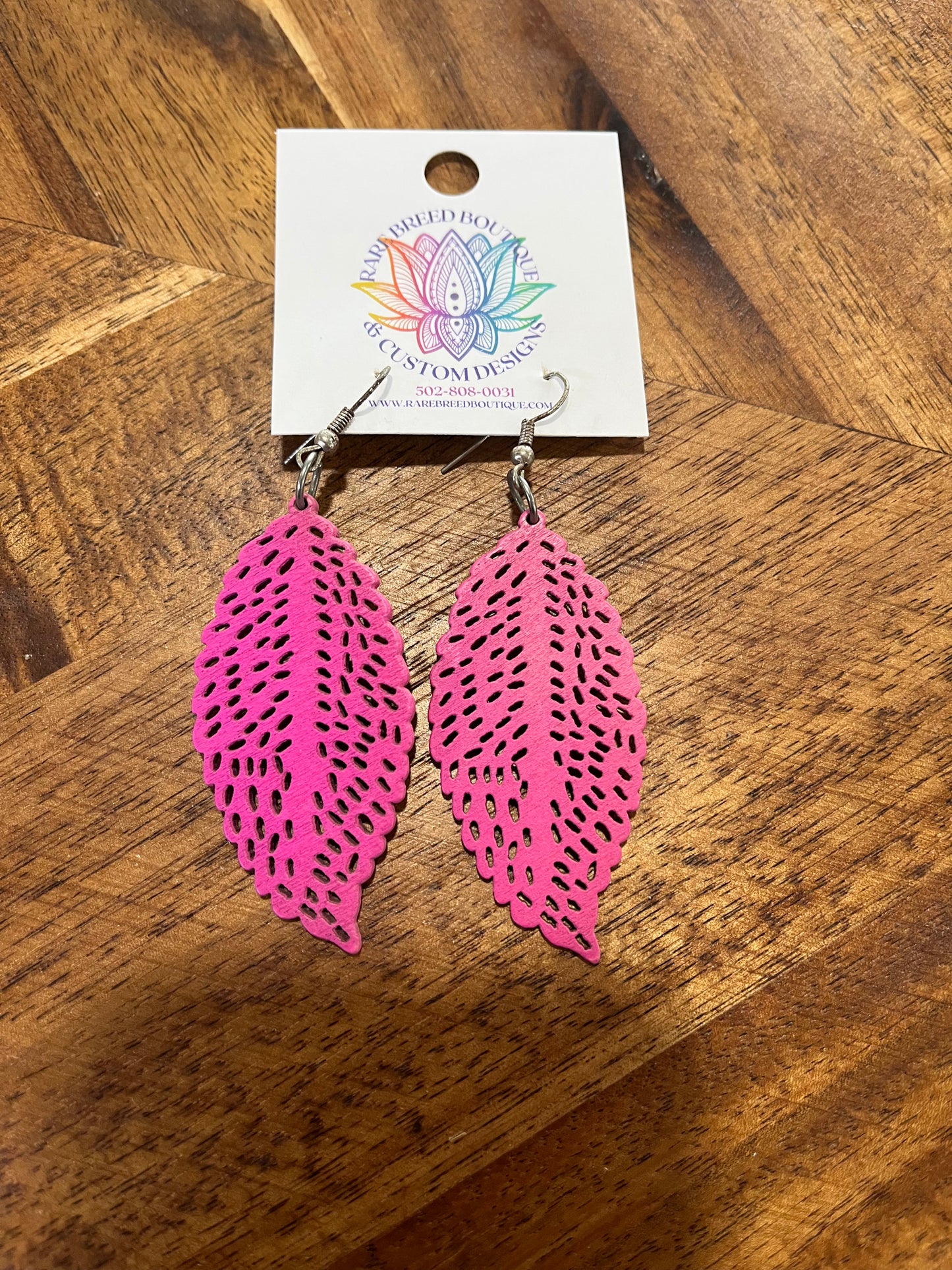 Feather Wooden Dangle Earrings