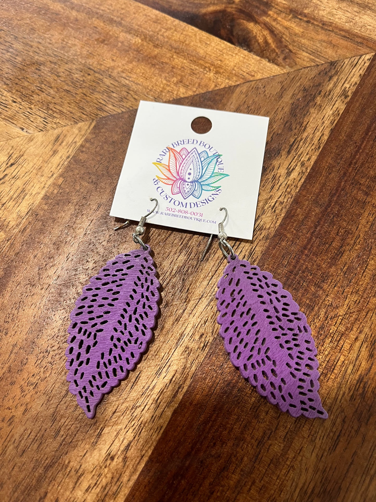 Feather Wooden Dangle Earrings