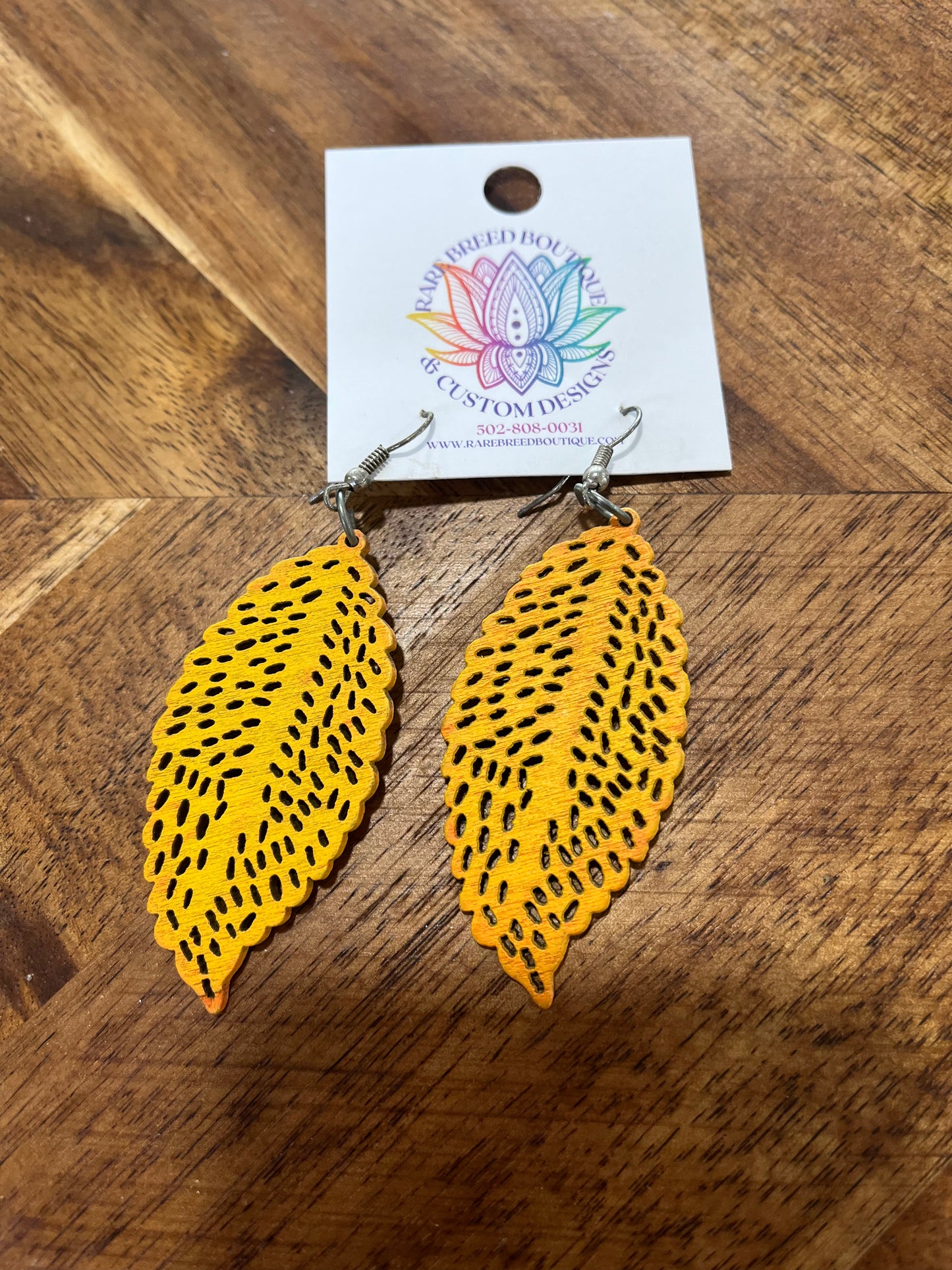 Feather Wooden Dangle Earrings