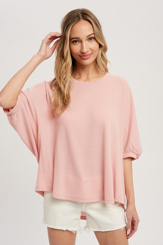 BATWING SLEEVES THERMAL KNIT TOP