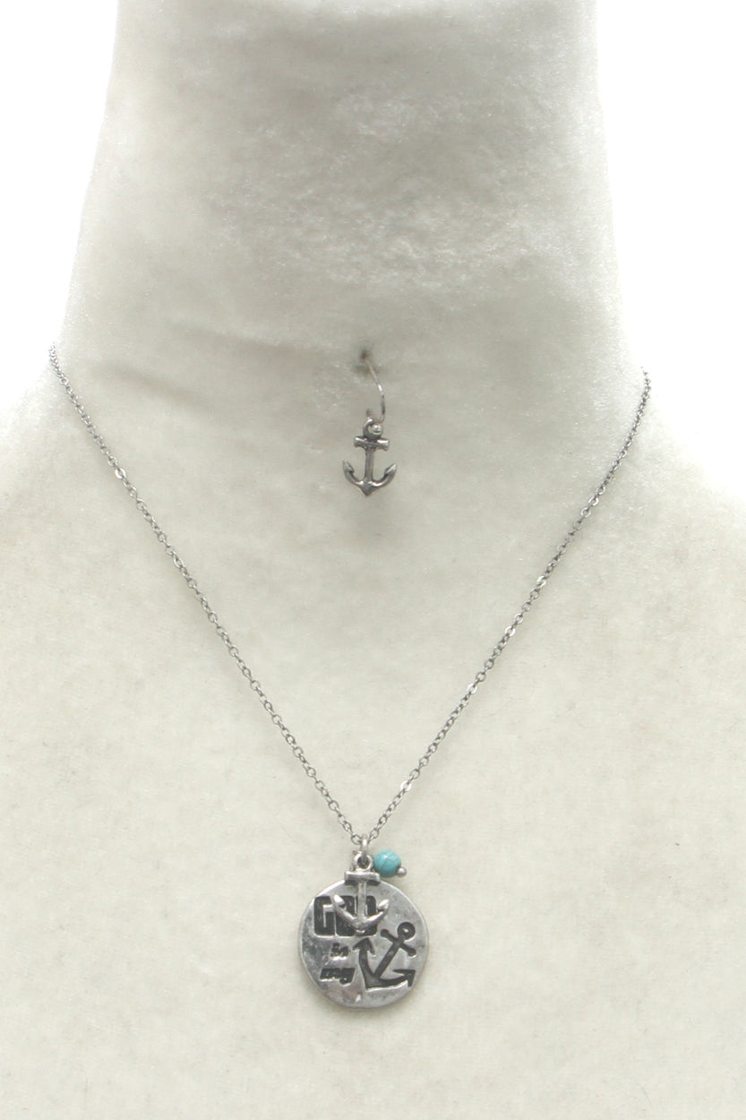 Metal Anchor Pendant Necklace