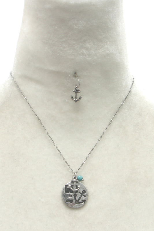 Metal Anchor Pendant Necklace
