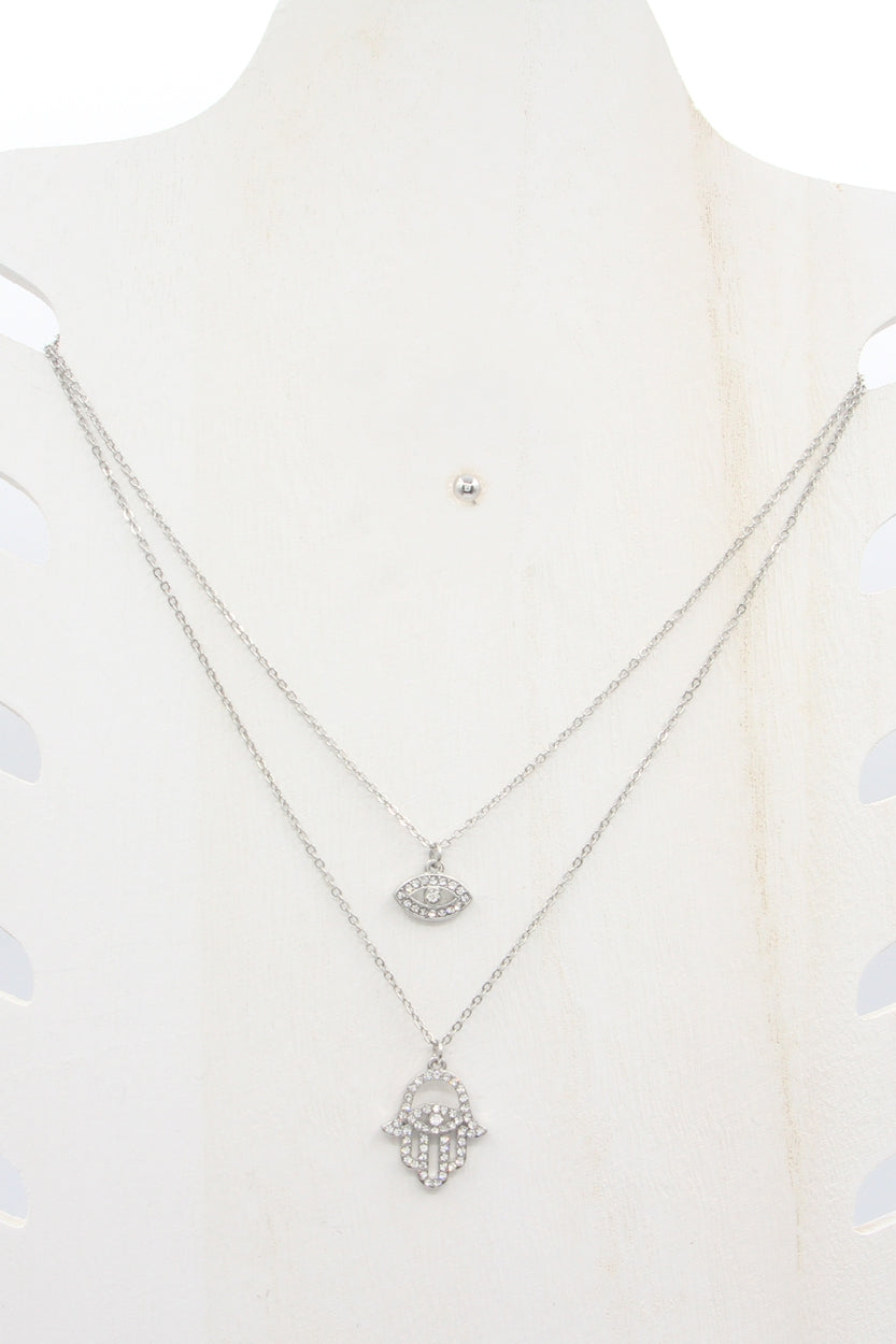 Evil Eye And Hemsa PDT Necklace Set
