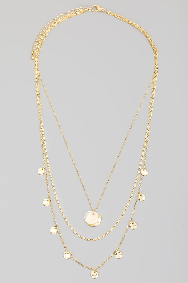 Layered Gold And Silver Disc Necklace