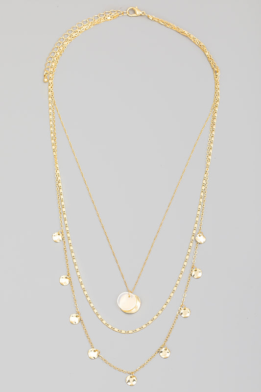 Layered Gold And Silver Disc Necklace