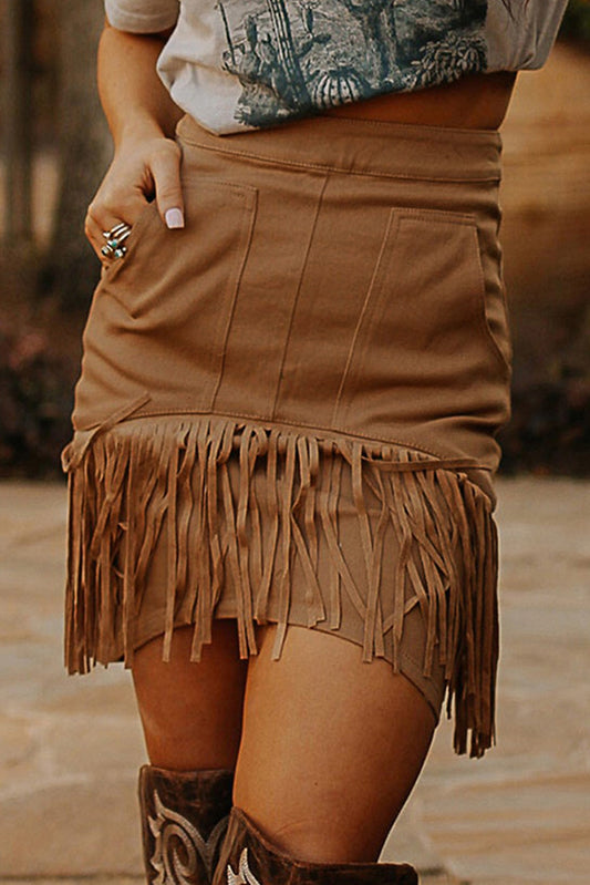 Tassel High Wasted Mini Skirt