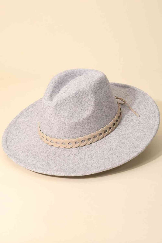 Woven Braided Strap Fedora