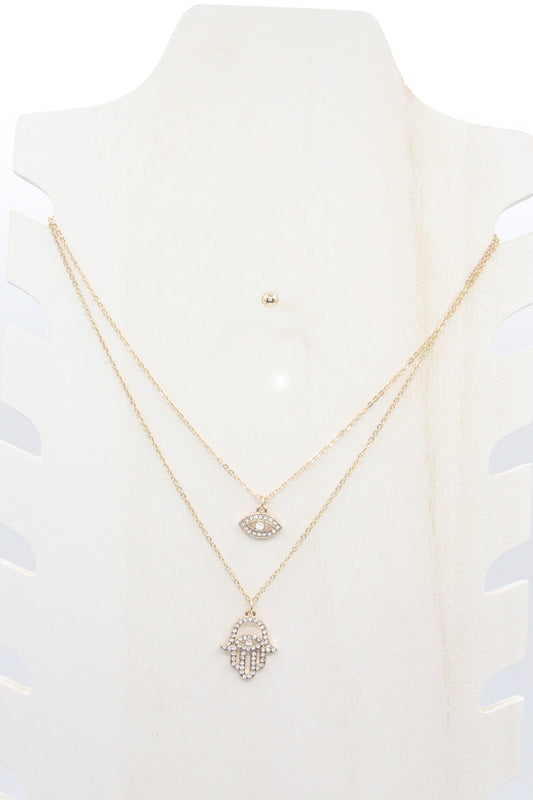 Evil Eye And Hemsa PDT Necklace Set