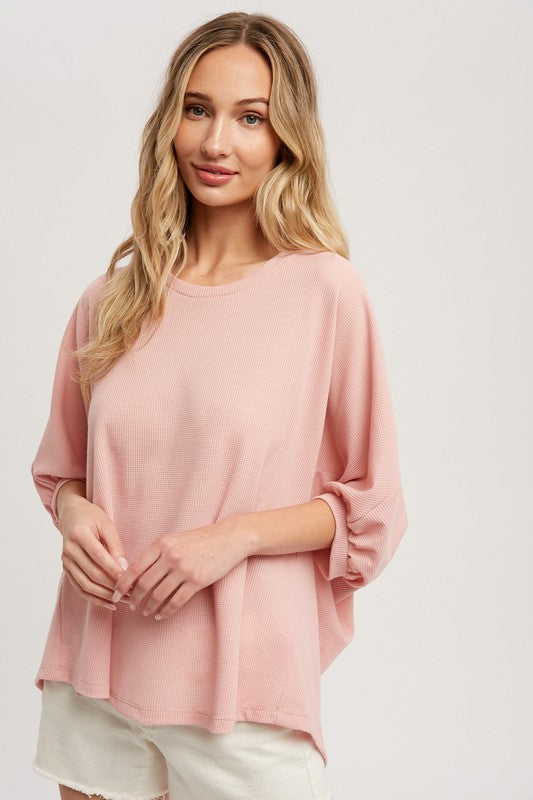 BATWING SLEEVES THERMAL KNIT TOP