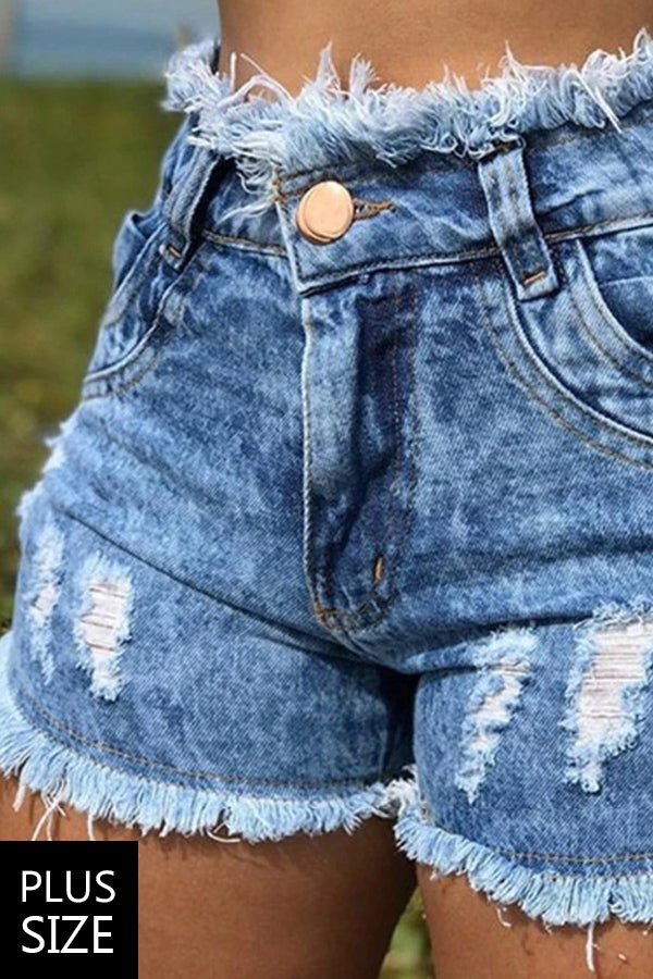 Plus Size High Waist Denim Jean Shorts