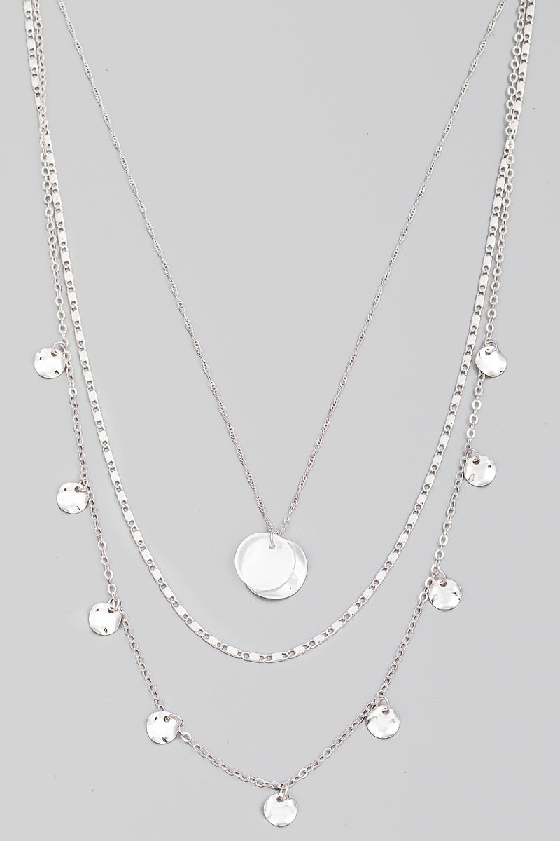 Layered Gold And Silver Disc Necklace