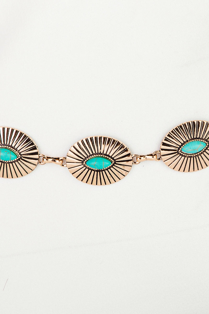 Turquoise Concho Disc Western Chain