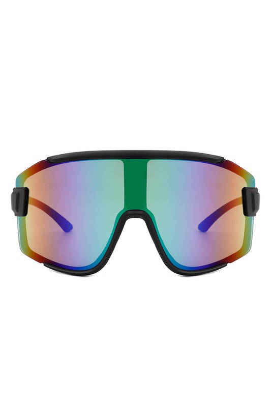 Sporty Oversize Mirrored Reflective Sunglasses