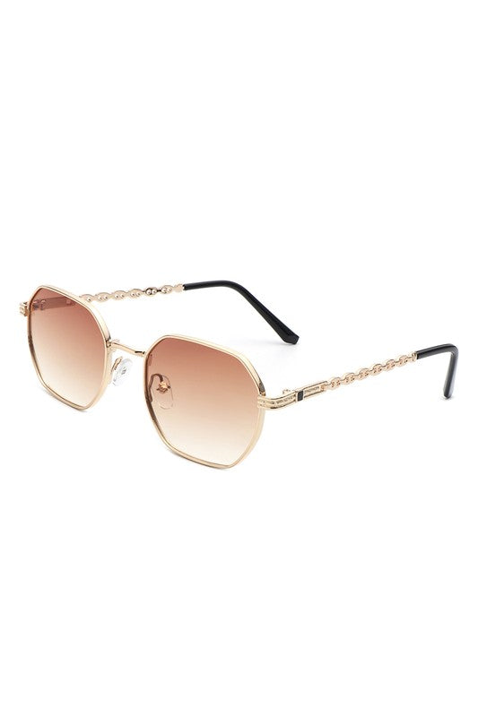 Geometric Round Chain Link Design Sunglasses