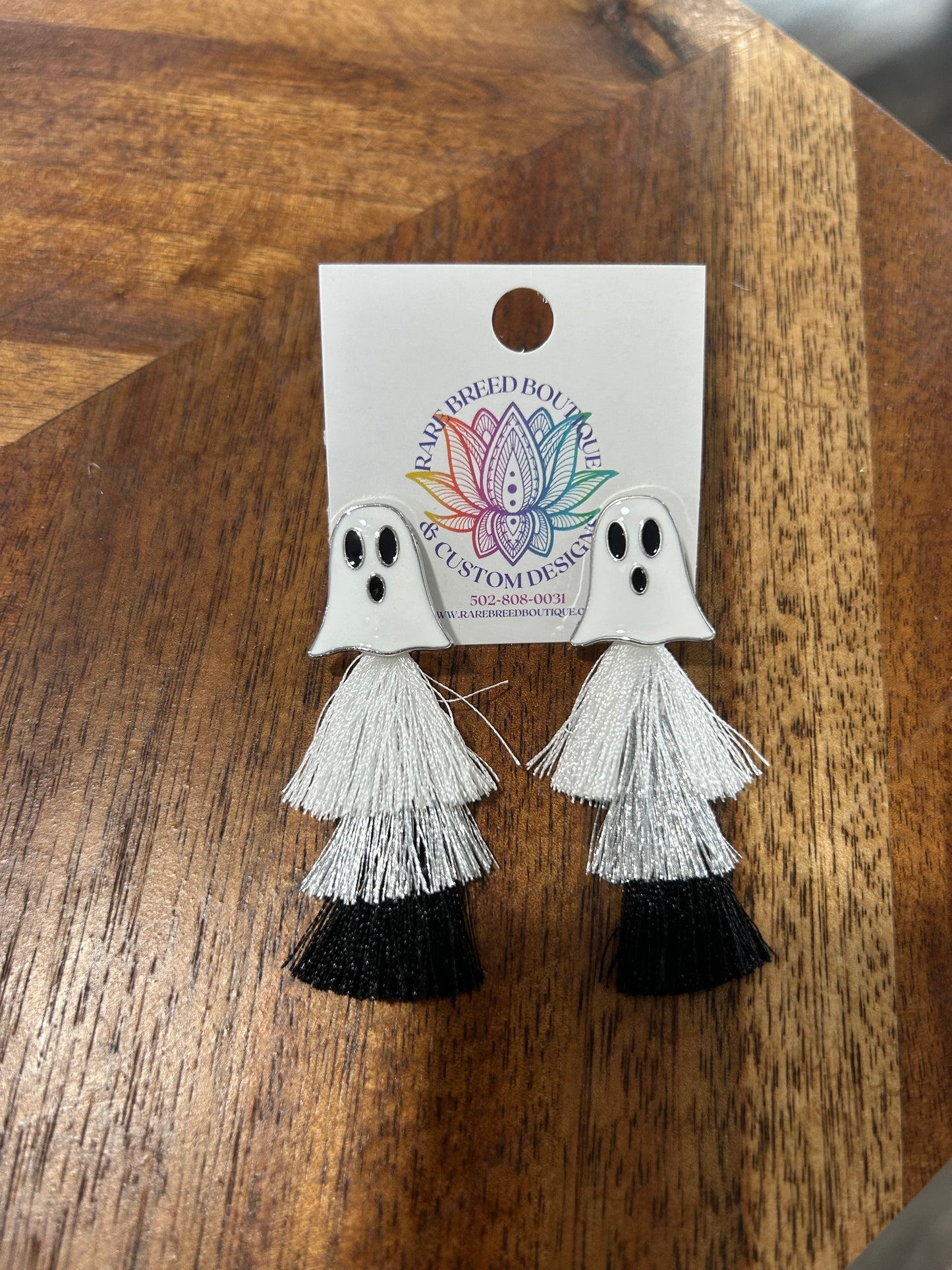 Halloween Ghost Face Tassel Earrings Charms