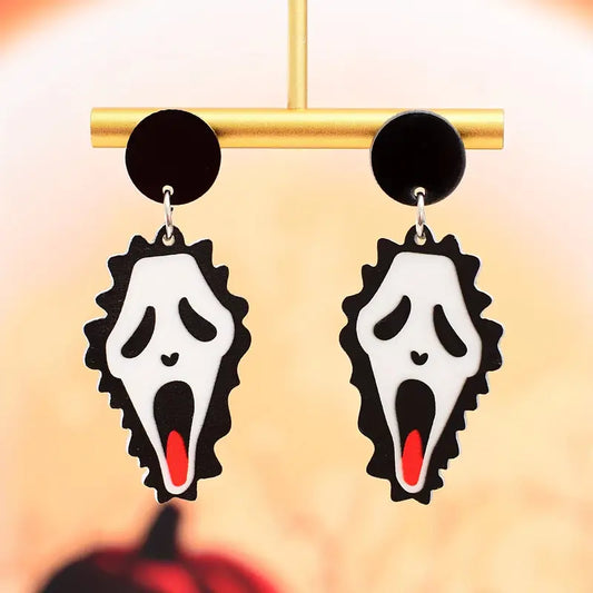 Halloween Creative Ghost Head Design Dangle Earrings